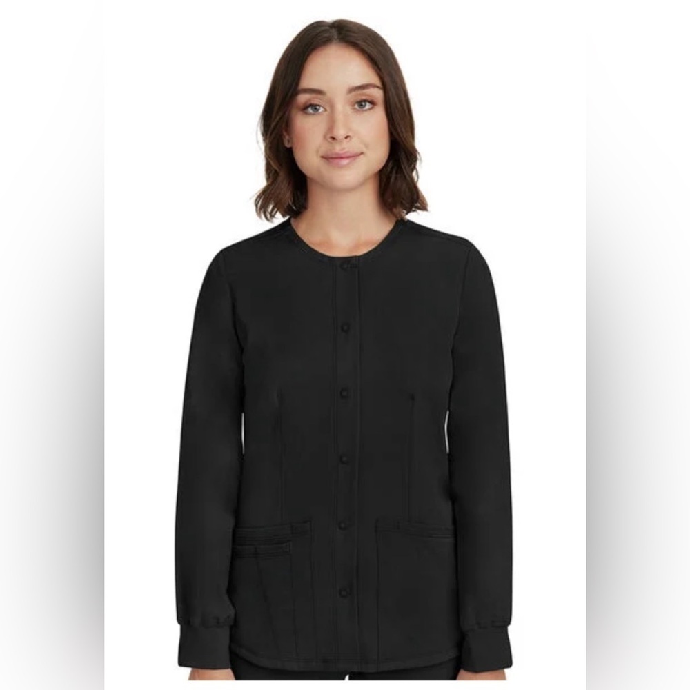 HH Works by Healing Hands Women's Megan Button Front Solid Scrub Jacket